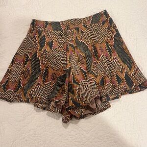 Adrienne Geometric Patterned Skorts - Black, Brown, Purple